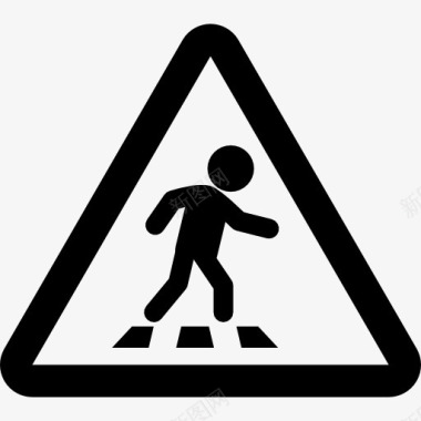 道路施工标志过马路小心图标图标