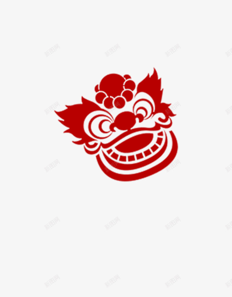 红色狮子头png免抠素材_88icon https://88icon.com 中国风 喜庆 头 狮子 红色