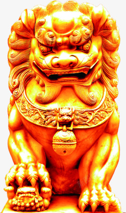 金色雕刻狮子摆件素材
