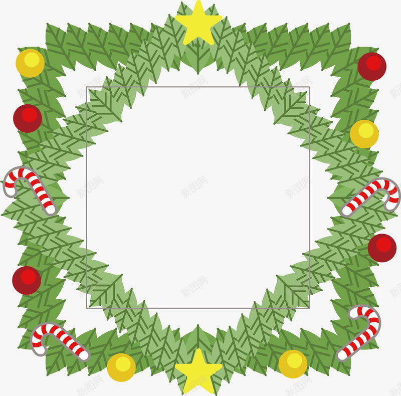 绿色树叶拼接圣诞边框png免抠素材_88icon https://88icon.com 圣诞促销 圣诞节 圣诞边框 树叶边框 矢量png 绿色树叶
