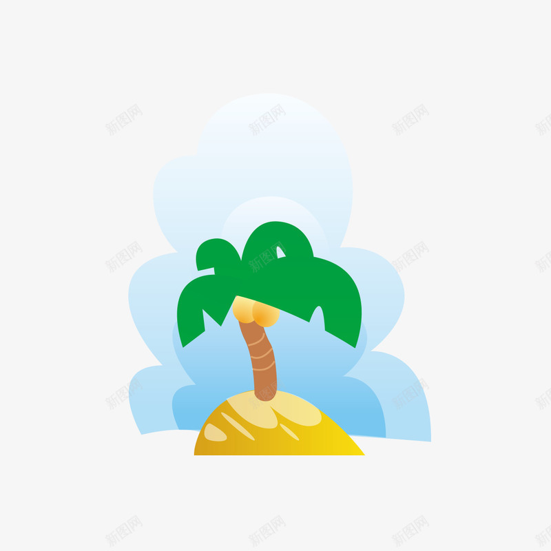 手绘卡通沙滩椰树png免抠素材_88icon https://88icon.com 卡通沙滩 椰树 沙滩 沙滩卡通 沙滩椰树