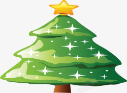 绿色圣诞树星星发光图案素材