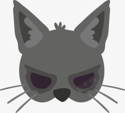 灰色猫咪面具矢量图素材