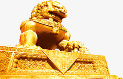 金黄色雕刻效果狮子素材