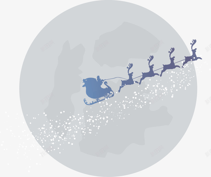 手绘圣诞老人驾驶麋鹿雪橇车png免抠素材_88icon https://88icon.com 圣诞老人 手绘