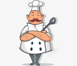 厨师抱鸭子可爱人物插图双手抱胸的厨师高清图片
