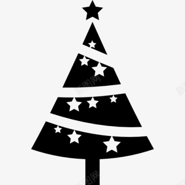 中国画松树圣诞树装饰着星星图标图标