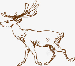 圣诞节手绘棕色麋鹿素材