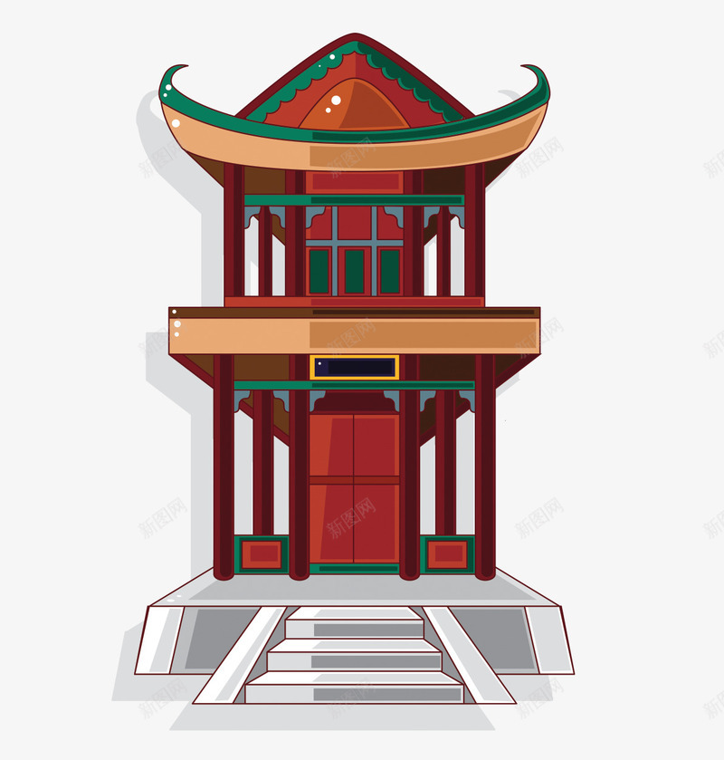 卡通古建筑png免抠素材_88icon https://88icon.com 其他 卡通 古建筑 红色