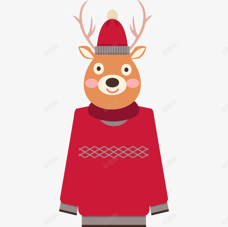 卡通穿红衣服的麋鹿png免抠素材_88icon https://88icon.com 卡通麋鹿 圣诞树 圣诞老人 圣诞节 圣诞麋鹿 礼物 红色 节日