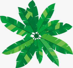 水彩绿色椰树叶子图素材
