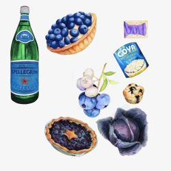 蓝莓大餐手绘画片素材