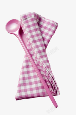 粉色方格餐桌布素材