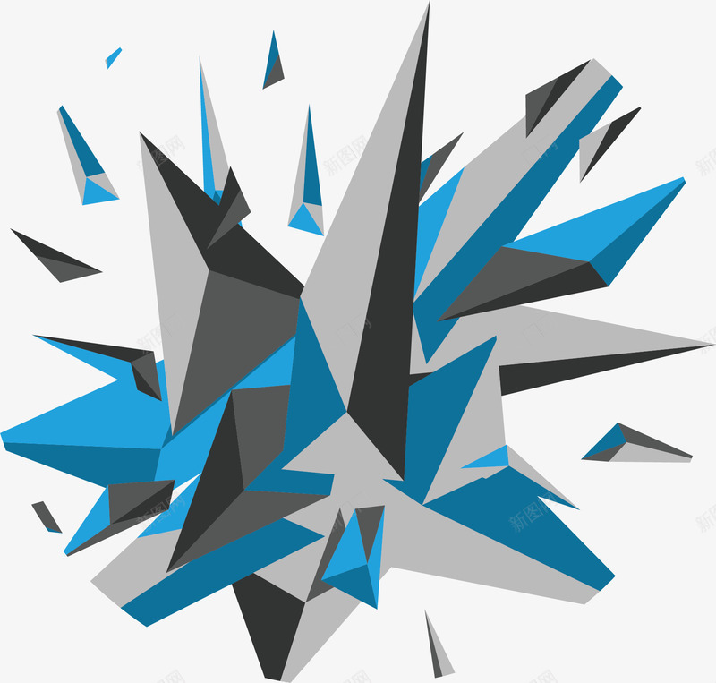 碎裂的蓝色几何体png免抠素材_88icon https://88icon.com 几何体 抽象结构 矢量素材 科技结构 蓝色