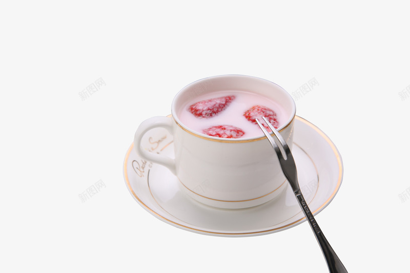 一杯奶茶png免抠素材_88icon https://88icon.com 产品实物 叉子 奶杯 杯子 美食