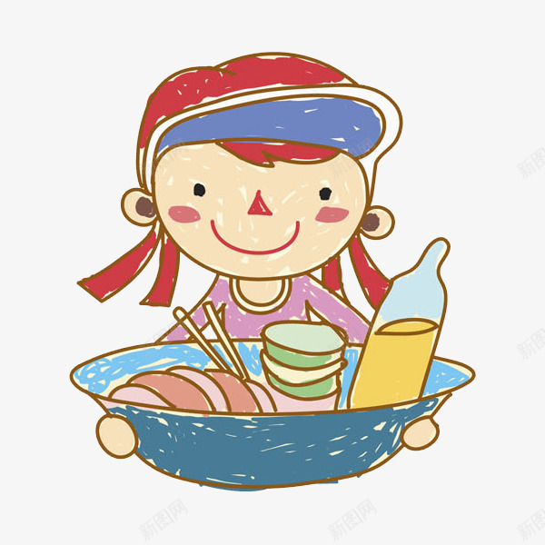 端着餐具的女孩图png免抠素材_88icon https://88icon.com 刷碗工 卡通 小女孩 工作的 微笑的 漂亮的 餐具