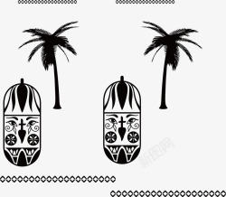 古代图腾埃及椰树人面像矢量图素材