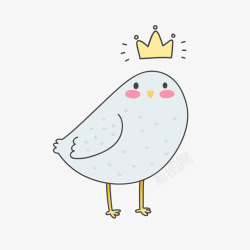 卡通手绘可爱王冠小鸟矢量图素材