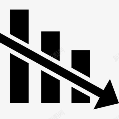 黄色图降杆图形的金融统计图标图标