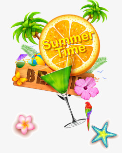 夏天橙汁饮料海报矢量图素材