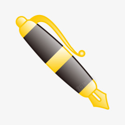 黄色卡通儿童钢笔画笔矢量图素材