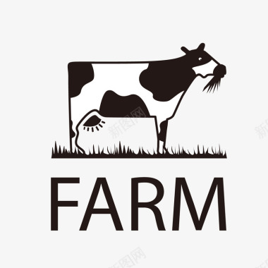 卡通扁平化农场奶牛logo图标图标