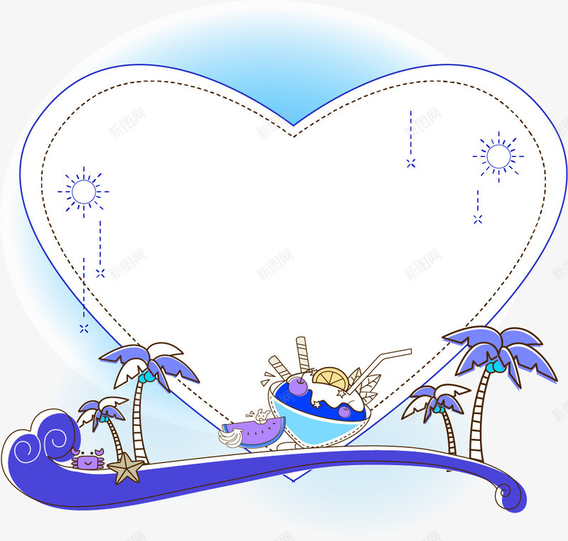卡通蓝色海洋夏日椰树png免抠素材_88icon https://88icon.com 卡通 夏日 椰树 海洋 蓝色