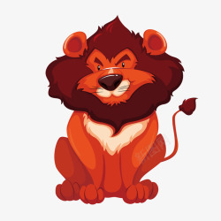 卡通动物红色狮子素材
