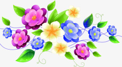 彩色手绘温馨花朵素材