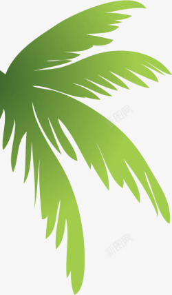 手绘绿色渐变椰树素材