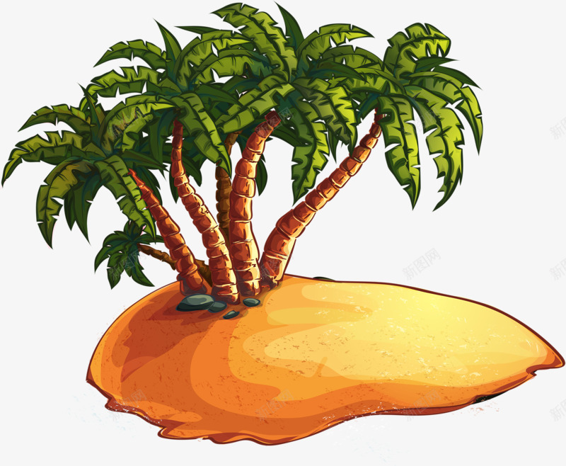 岛上椰树png免抠素材_88icon https://88icon.com 孤岛上 岛上的树 椰子 椰子树