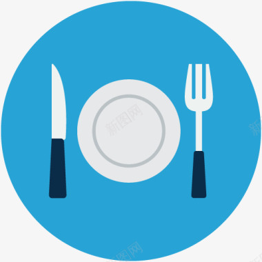 矢量物流蓝色餐具刀叉图标图标