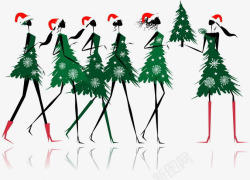 圣诞树服饰手绘卡通人物素材