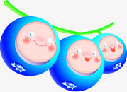手绘蓝色卡通蓝莓素材