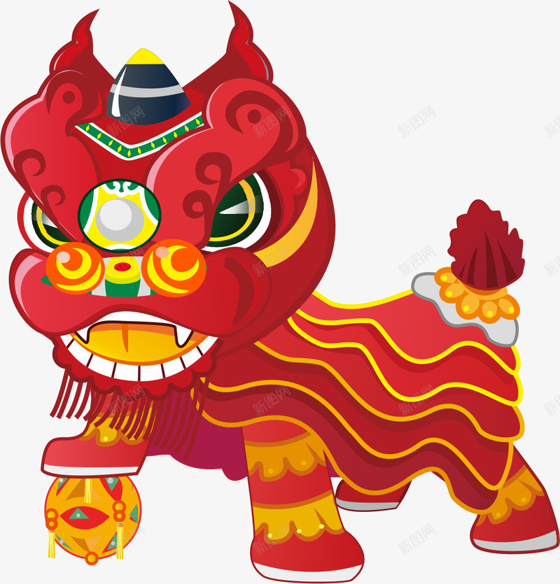 新年舞狮子png免抠素材_88icon https://88icon.com 300像素图 PS图免抠 大图免抠 手绘 新年 狮子 高清免抠