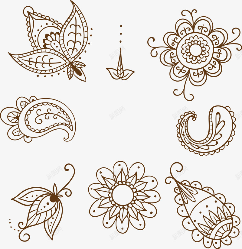 手绘风格指甲花纹身png免抠素材_88icon https://88icon.com 手绘 手绘风格指甲花纹身 指甲花纹 纹身 线框花卉 花卉