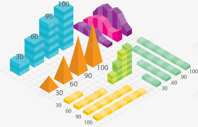 3D信息图表png免抠素材_88icon https://88icon.com 信息图表 免扣png素材 免费png素材 占比图 立体几何 立方体结构