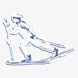 手绘卡通滑雪人物形象素材