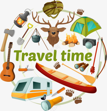 旅游旅游主题装备图标矢量图图标