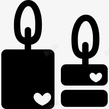 爱在浪漫七夕节对浪漫的蜡烛燃烧着的心的符号图标图标
