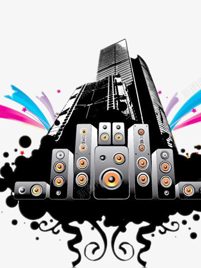 音响png免抠素材_88icon https://88icon.com 家用 超级好音质 黑色