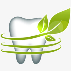 齿科绿叶环绕牙齿高清图片