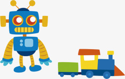 卡通机器人小火车玩具图案素材