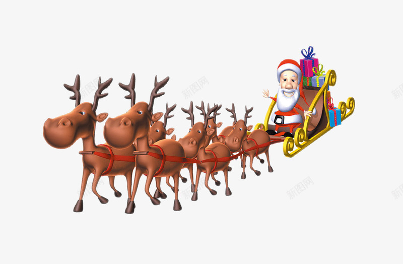 坐着雪橇的圣诞老人png免抠素材_88icon https://88icon.com 圣诞老人 麋鹿