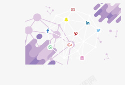 紫色斜纹社交网络矢量图素材