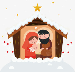 温馨小屋耶稣诞生矢量图素材