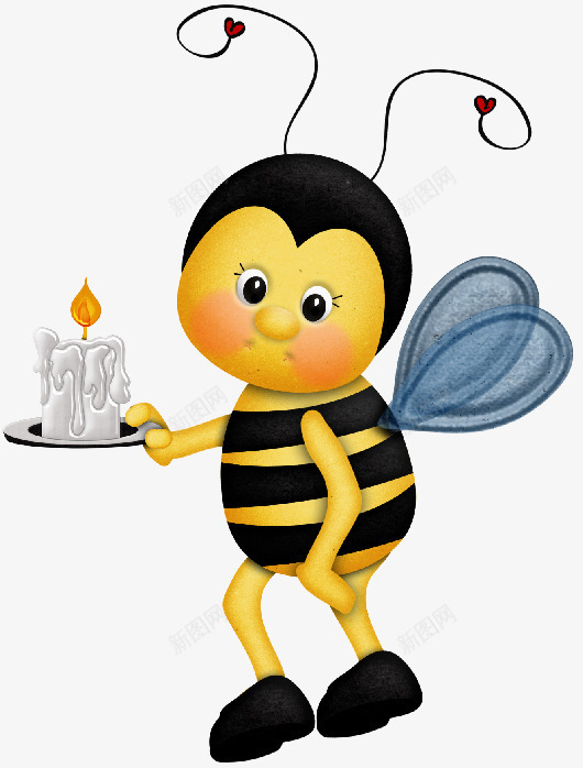 卡通小蜜蜂png免抠素材_88icon https://88icon.com 动物 卡通 小蜜蜂 小蜡烛 黄色