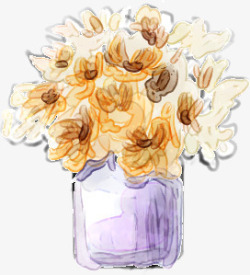 手绘室内温馨花朵素材