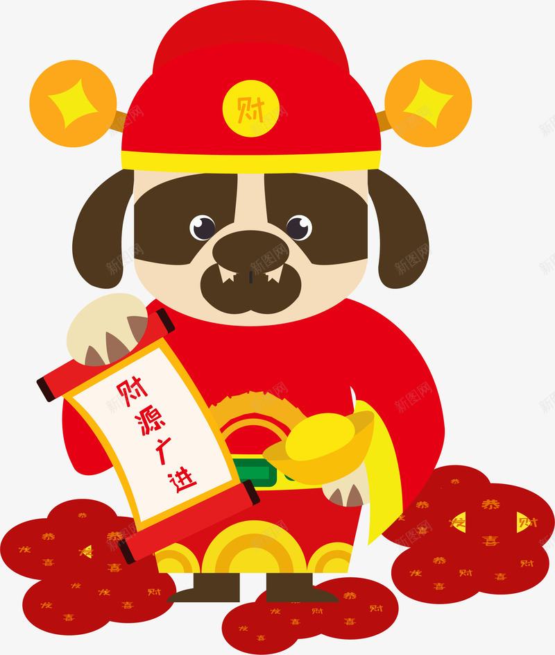 红色可爱卡通财神狗png免抠素材_88icon https://88icon.com 卡通手绘 可爱 新年 狗年 矢量图案 财源广进