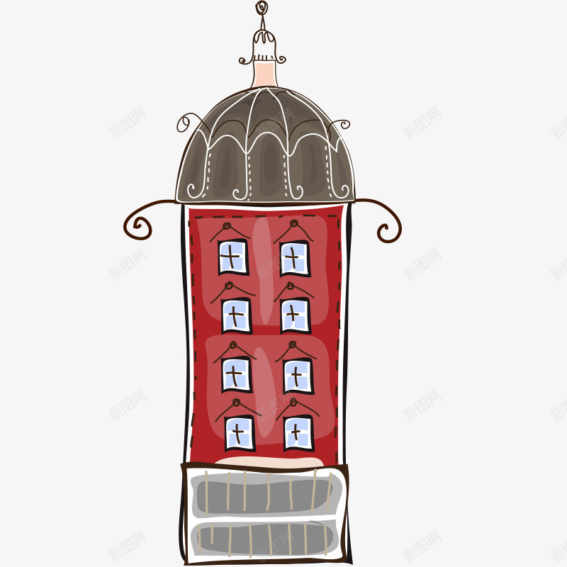 手绘卡通马路下休闲建筑png免抠素材_88icon https://88icon.com 交通 休闲 卡通 建筑 手绘 红色房子 马路下